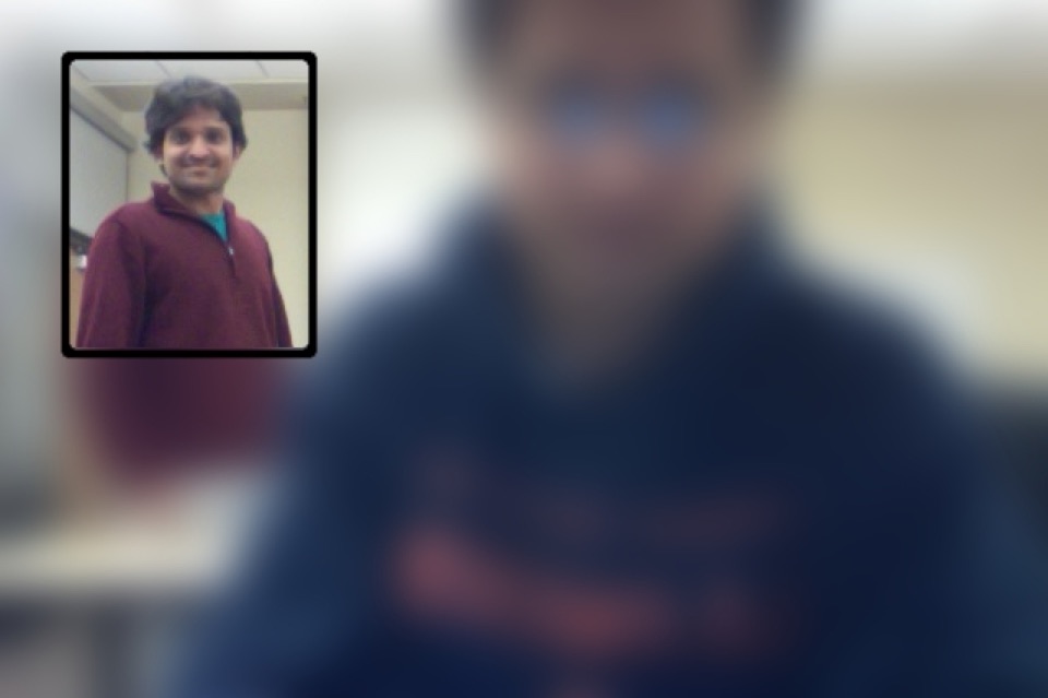 Video frame blurred everywhere except a manually selected region of interest